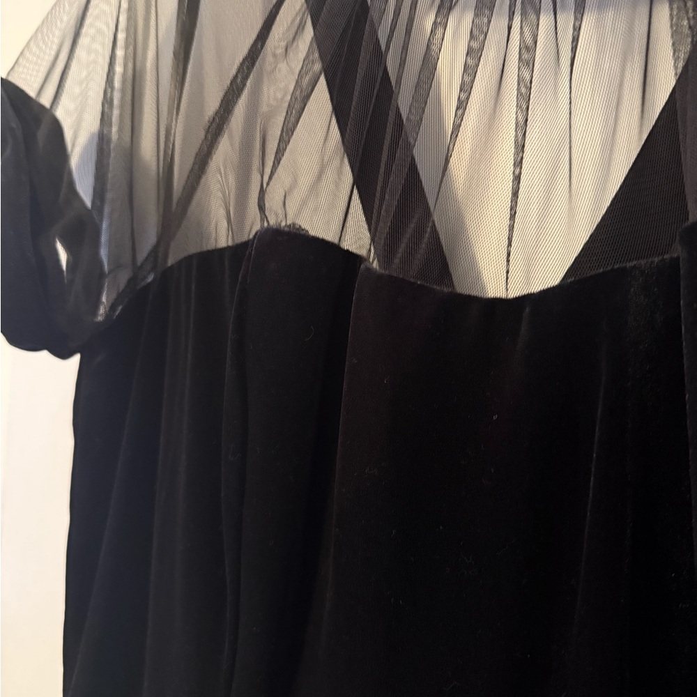 Maggy London Elegant Black Velvet Illusion Cocktail Dress - Picture 4 of 6